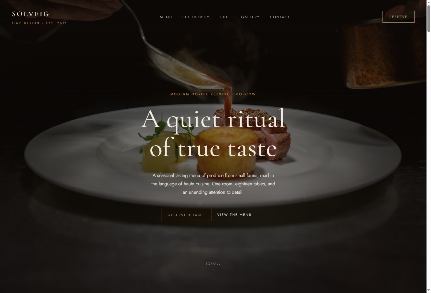 Solveig — restaurant website preview