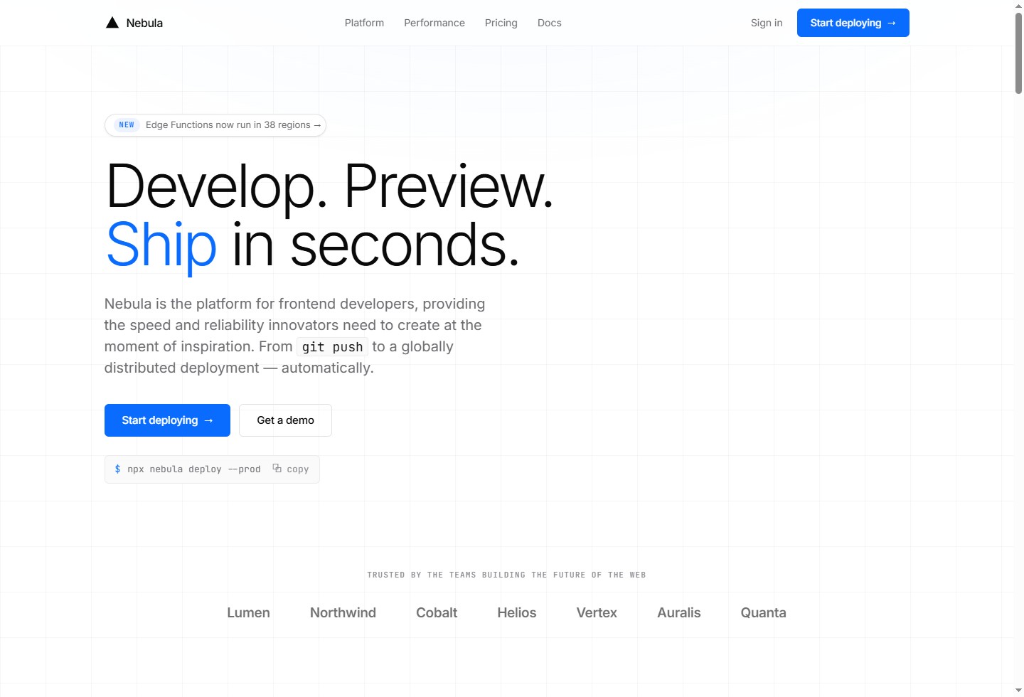 Nebula — SaaS landing preview